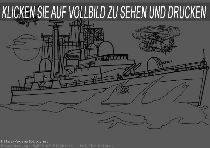 Ausmalbild Kriegsschiff (Bild 2)