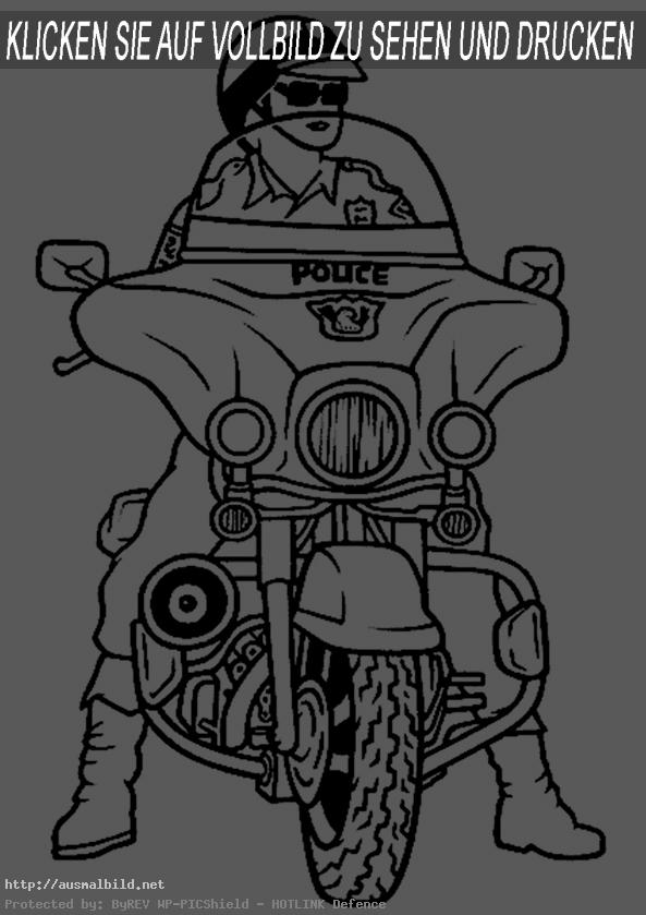 Ausmalbild Polizeimotorrad 3