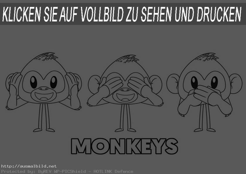 Ausmalbild Emoji Monkeys
