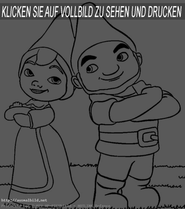 Ausmalbild Gnomeo und Julia oder Sherlock Gnomes. Bild 2